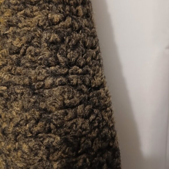 New Sherpa Curly Fleece Sweatshirt womens M Brown Black Chunky pullover Relaxed - Picture 3 of 7
